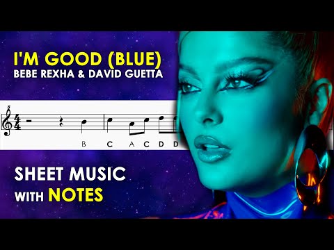I'm Good (Blue) | Sheet Music with Notes for Recorder, Violin Tutorial | Bebe Rexha and David Guetta