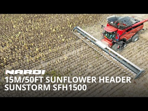 SUNFLOWER HARVESTING - NARDI SUNSTORM SFH1500 15M/50FT Row-Independent Header in the field