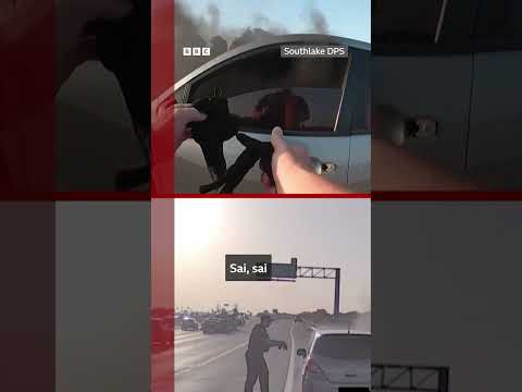 O momento em que policial salva homem de carro em chamas nos EUA