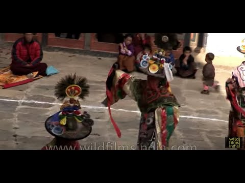 Shana Cham dance showing the significant tales of Buddhism in Bhutan