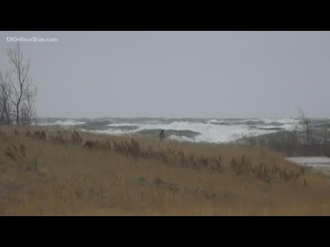 'I could sit here all day': Woman watches the waves on Lake Michigan