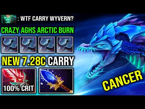 Winter Wyvern is Not a Support!! 7.28c Scepter Arctic Burn 100% Crit Bloodthorn Vs Carry WK DotA 2