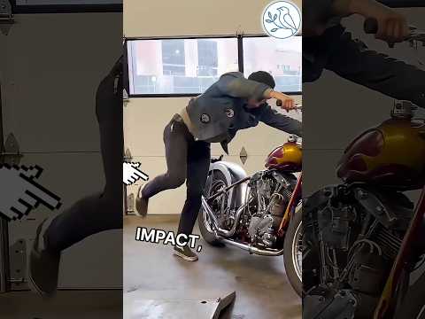 This guy kick started his super bike | But with his hands for racing 😳 #respect #usashorts #trump