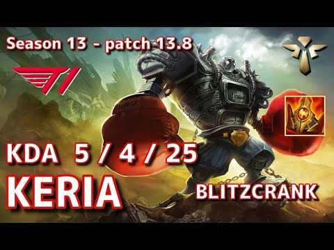 【KRサーバー/C1】T1 Keria ブリッツクランク(Blitzcrank) VS スレッシュ(Thresh) SUP - Patch13.8 KR Ranked【LoL】