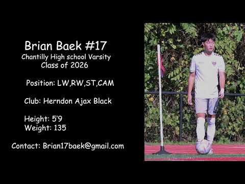 Brian Baek Class of 2026 |LW,RW,ST,CAM| College Soccer Recruiting Highlights