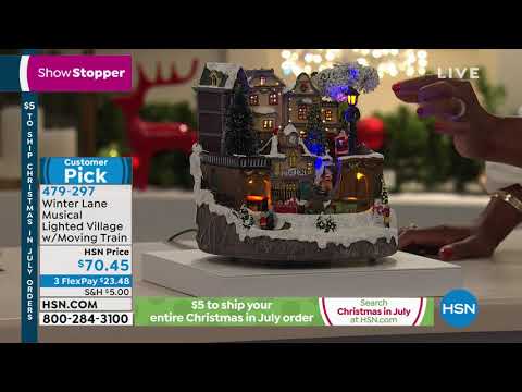 Winter Lane Musical Lighted Village with Moving Train