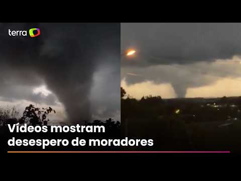 Tornado assusta e deixa feridos no Rio Grande do Sul; vídeos mostram desespero de moradores