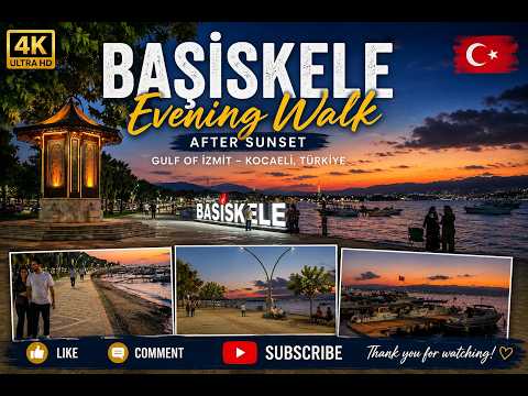 4K Evening Walk in Başiskele  Peaceful Gulf of İzmit After Sunset  Kocaeli, Türkiye