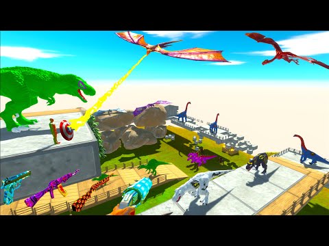 GREEN T-REX + FPS AVATAR RESCUE MISSION JURASSIC PARK - Animal Revolt Battle Simulator