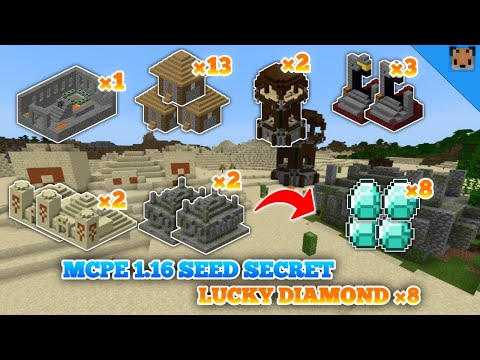 minecraft pe 1.16 seed secret - seed lucky diamond ×8 with desert temple & jungle temple, portal !!
