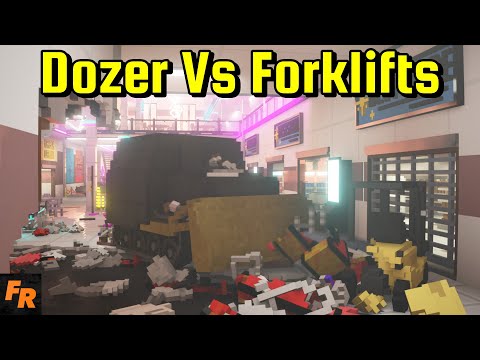 Dozer Vs Forklifts Crashes Through A Shopping Centre! - Teardown