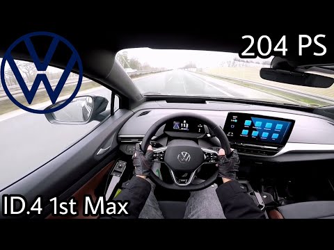 2021 VW ID.4 1st Max Pro Performance (204 PS) POV Testdrive AUTOBAHN Beschleunigung & Speed