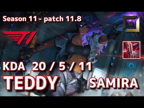 【韓国サーバー/GM】T1 Teddy サミーラ(Samira) VS T1.C Berserker ヴァルス(Varus) BOT - Patch11.8 KR Ranked【LoL】