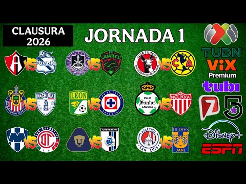 FECHAS,HORARIOS Y CANALES PARA LA JORNADA 1 DE LA LIGA MX CLAUSURA 2026