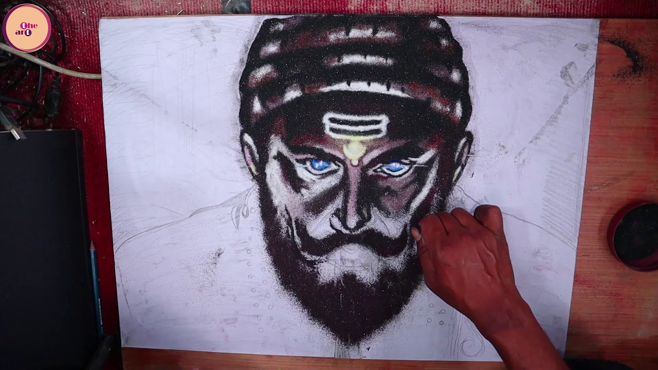 Portrait rangoli design shivaji maharaj by the art
