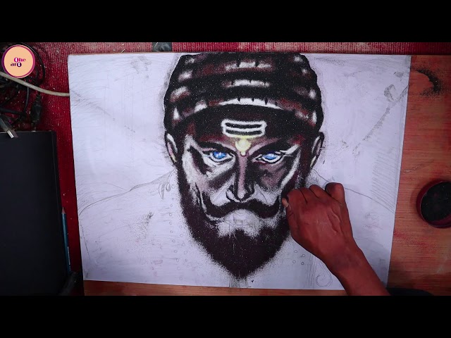 Portrait rangoli design shivaji maharaj by the art