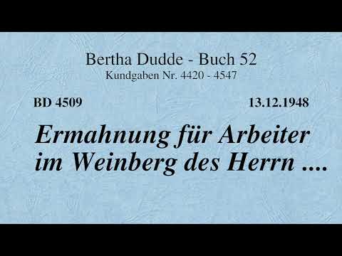 BD 4509 - ERMAHNUNG FÜR ARBEITER IM WEINBERG DES HERRN ....