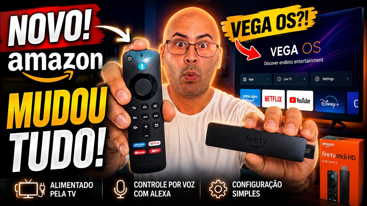 Miniatura da avaliação em vídeo de Amazon Fire TV Stick HD com Controle Remoto por Voz Alexa
