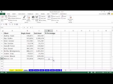 Highline Excel 2013 Class Video 51: Recorded Macro Basics, including Absolute & Relative References