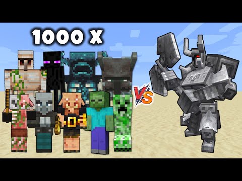 FERROUS WROUGHTNOUT vs 1000x All mobs in Minecraft - Ferrous Wroughtnout vs every mob 1v1000