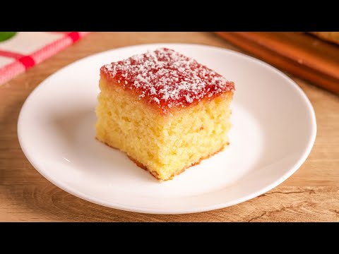 Jam and Coconut Sponge Cake | Easy Tray Bake