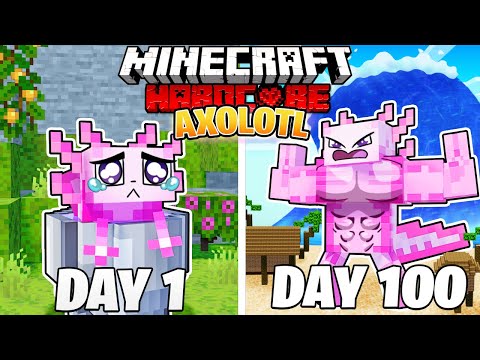 100 DAY AXOLOTL SURVIVAL - Hardcore Minecraft!