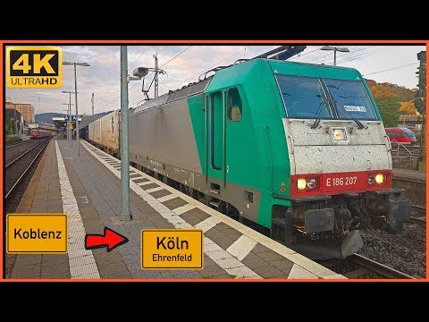 【4K】 Führerstandsmitfahrt Koblenz HBF nach Köln Ehrenfeld über Neuwied,Linz,Troisdorf,Gremberg