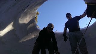 preview picture of video 'Time lapse 11 ft Packed Snow igloo build  At Echo Lakes, Ca. Grand shelters Ice Box  tool'