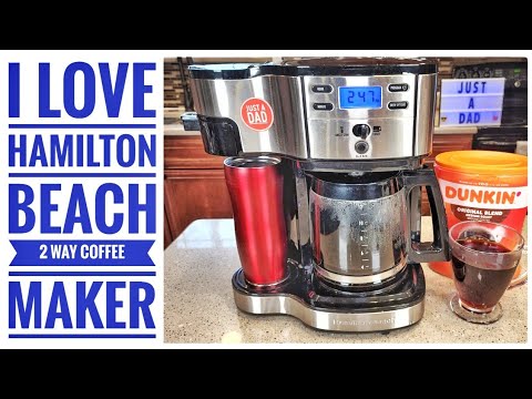 Hamilton Beach 2-Way Programmable Coffee Maker, 12 Cup Glass Carafe And Single Serve Coffee Maker, Black with Stainless Steel Accents, 49980RG video review thumbnail