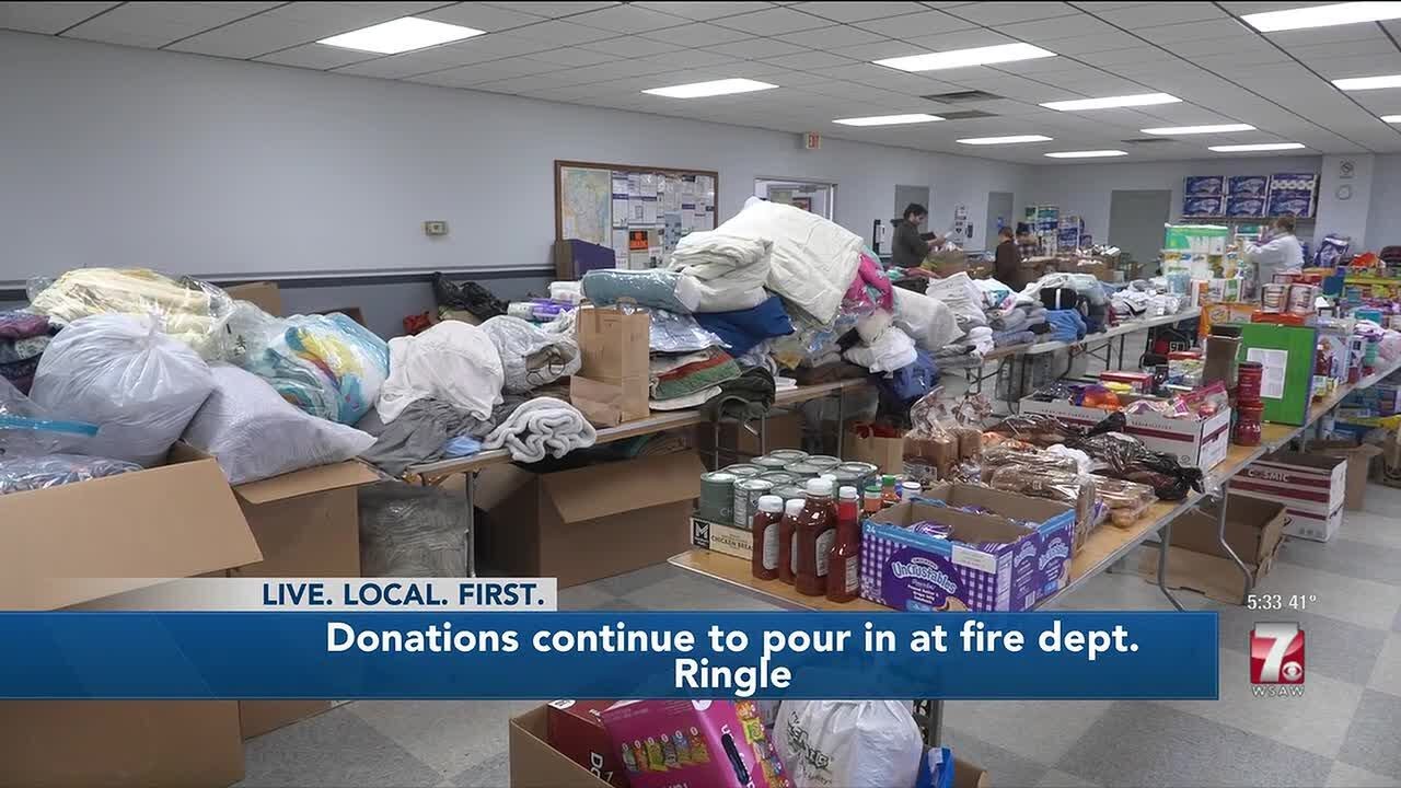 Donations pour in at #Ringle Fire Dept. to support community
