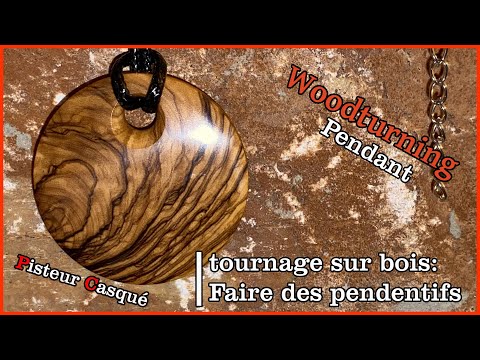Wood turning pendant. Tournage sur bois faire un pendentif recto verso