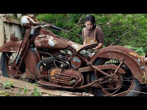 Genius Girl's Challenge:A Salvaged Abandoned Motorcycle Was Refurbished And Restored In 7 Days