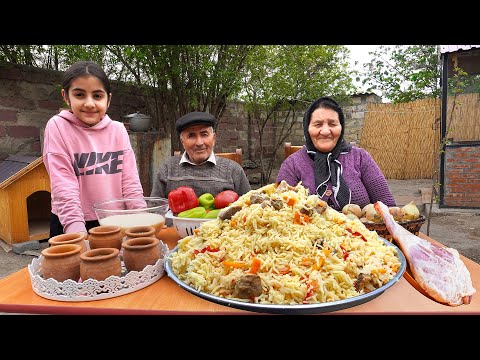 Juicy Leg of Lamb and Vegetables Turned to Delicious Uzbek Pilaf ♧ Village Cooking Vlog