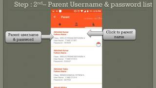 Parent  login detail in school app