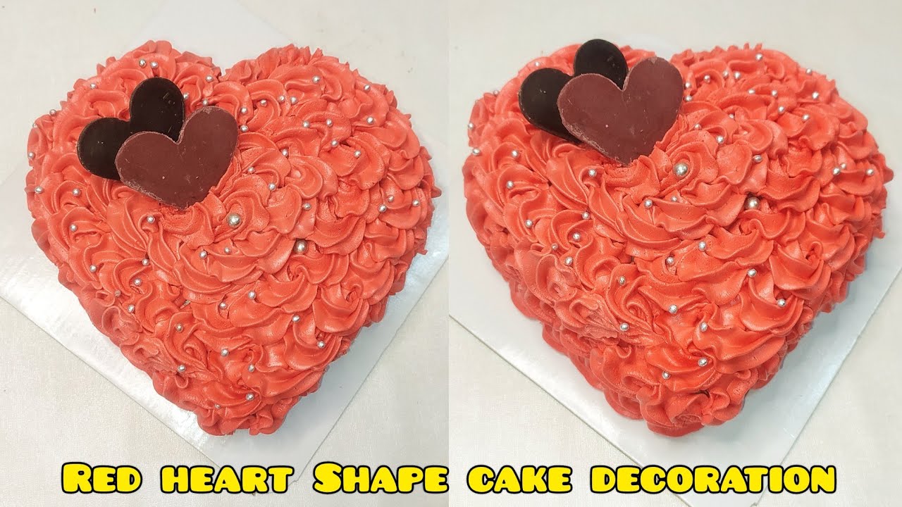 RED VELVET HEART SHAPE CAKE DECORATION #shorts #youtubeshorts #shortsvideo