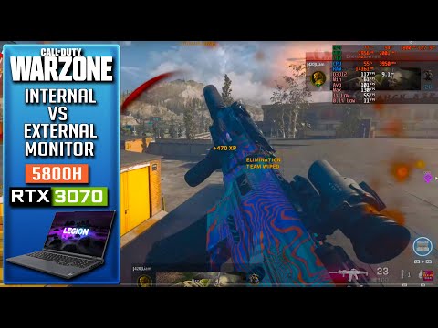 COD Warzone: Lenovo Legion 5 Pro/R75800h/RTX3070/1080p Ultra Settings/External vs Internal Monitor