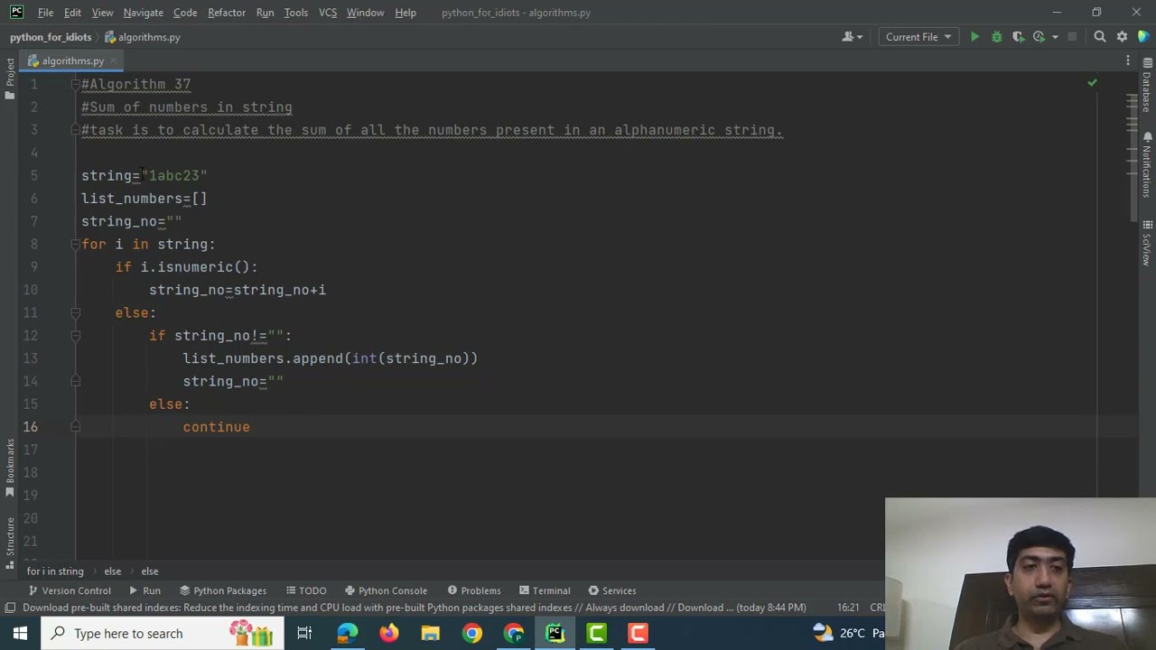 Python Algorithm: Sum of Numbers in Alphanumeric String