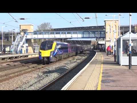 Ex-First Great Western 180103 and 180104 passing Huntindgon