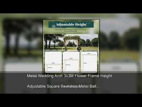 Metal Wedding Arch 3x3M Flower Frame Height Adjustable Square Backdrop Metal Balloon Arch Stand