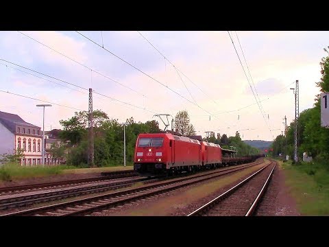 BR 185 Doppeltraktion mit einem langem GZ in Dudweiler