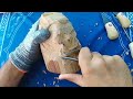 Sculpting an Orc in wood by hand, a wood carving demonstration