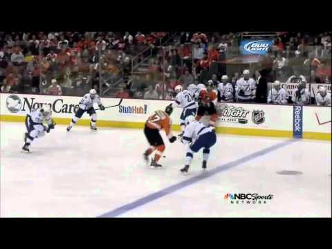 Wayne Simmonds goal. Tampa Bay Lightning vs Philadelphia Flyers. 26 Mar 2012 NHL Hockey
