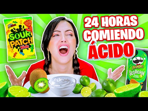 24 HORAS COMIENDO ÁCIDO 😱 RETO 1 Dia Comiendo por SABORES Sandra Cires Art 🔥 Eating Sour Food