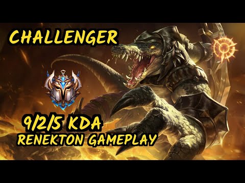 SKT T1 Faker (RENEKTON) vs FIZZ - 9/2/5 KDA MID CHALLENGER GAMEPLAY - KR