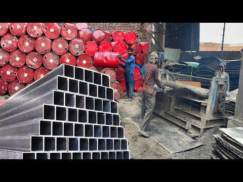 Incredible Recycling Process of Old Oil Drum & Manufacturing of Square Steel Pipes in Factory
