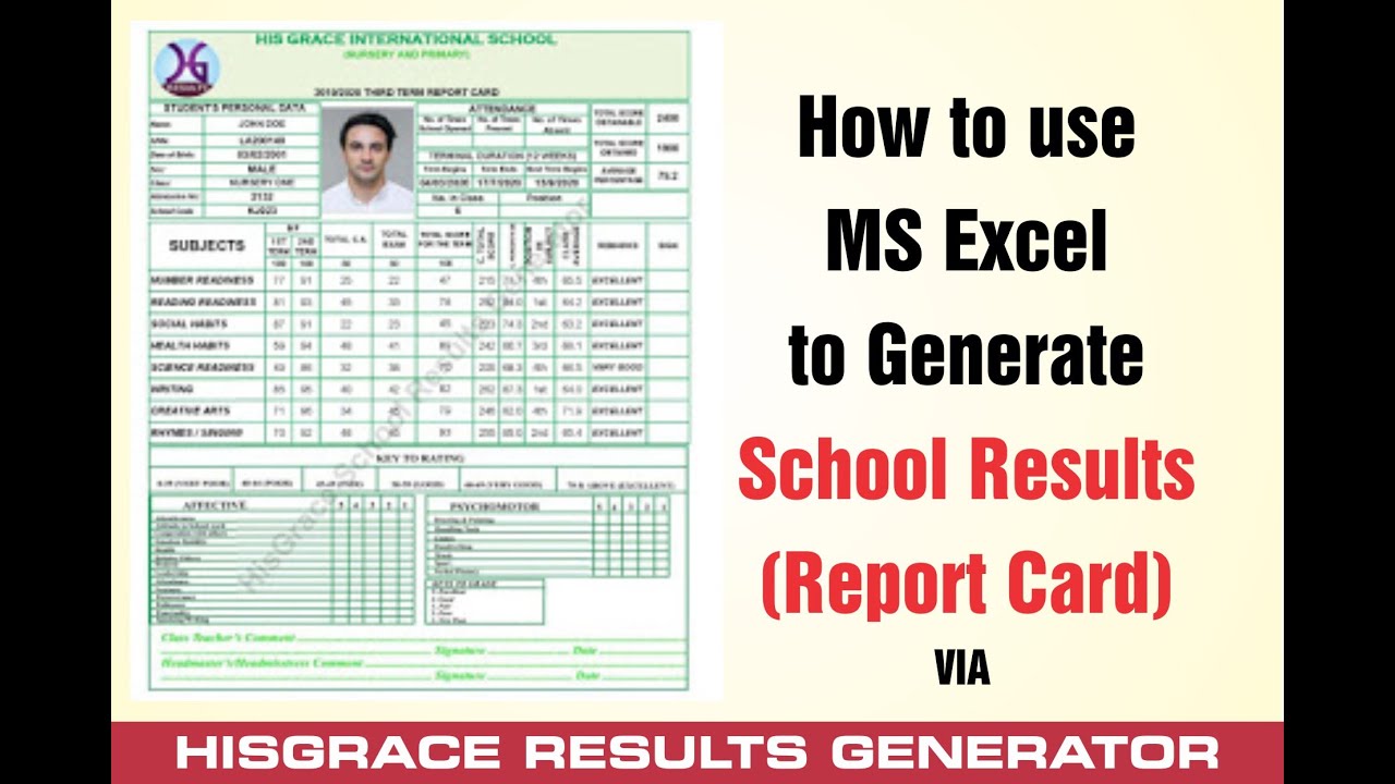 How to use Microsoft Excel to Generate Student Result (Report Card) via HisGrace Results Generator