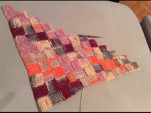 Tunesisch Häkeln - Entrelac rechts links - Tuch TRENI - Woolly Hugs BANDY Veronika Hug