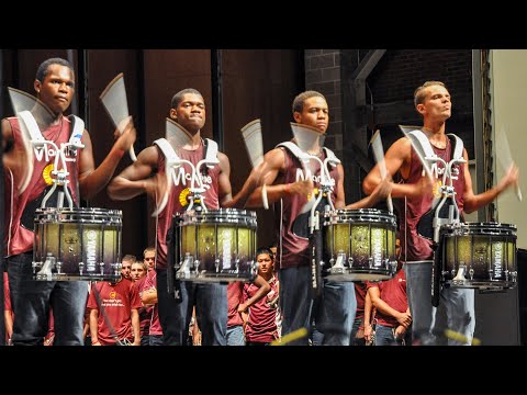 Indoor action with the 2015 Cadets drum line