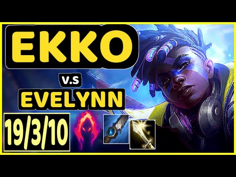 DON ARTS (EKKO) vs EVELYNN - 19/3/10 KDA JUNGLE CHALLENGER GAMEPLAY - EUW