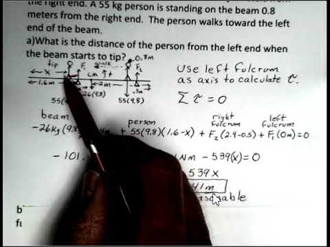 Static Equilibrium, Beam, Two Supports, Person on beam walks towards one end